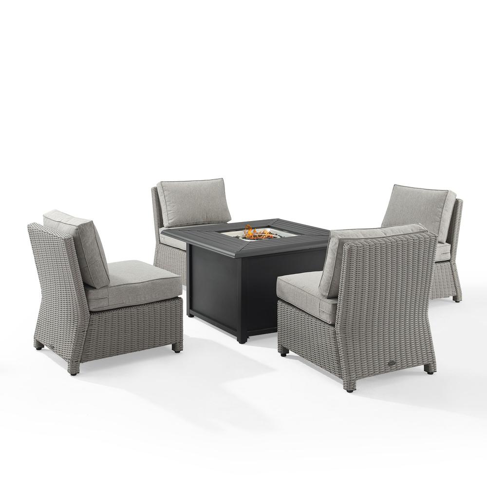 Bradenton 5Pc Outdoor Wicker Conversation Set W/Fire Table Gray/Gray - Dante Fire Table & 4 Armless Chairs. The main picture.