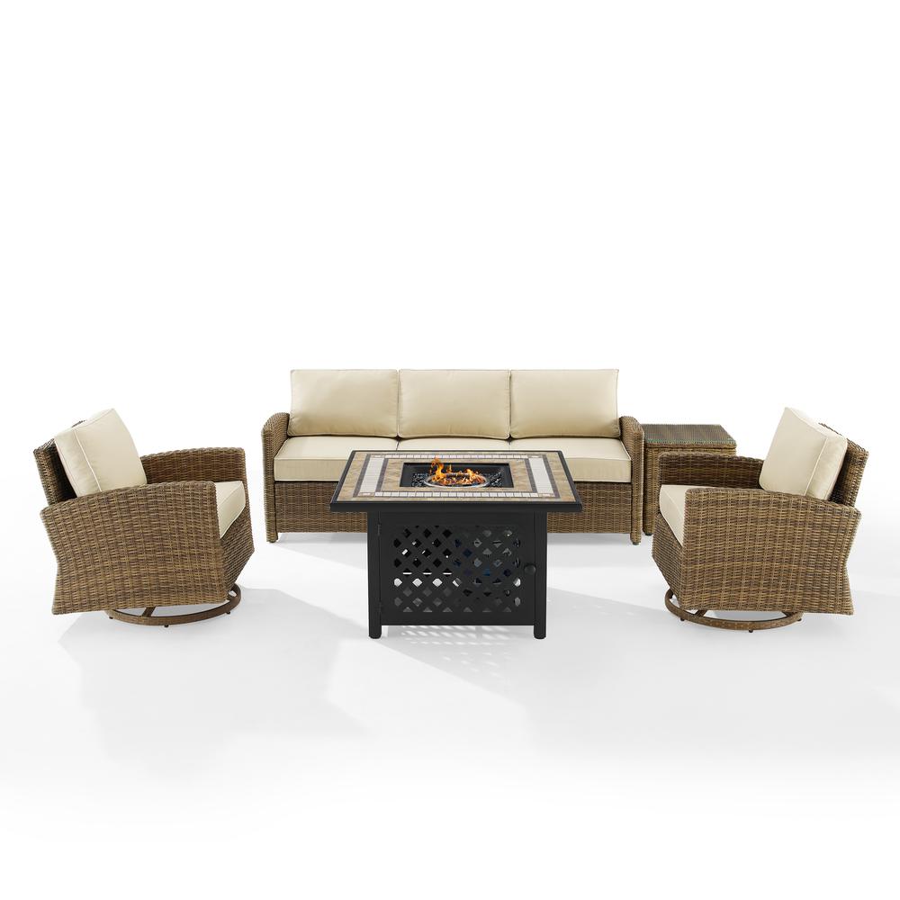 Bradenton 5Pc Swivel Rocker And Sofa Set W/Fire Table - Sand. Picture 7