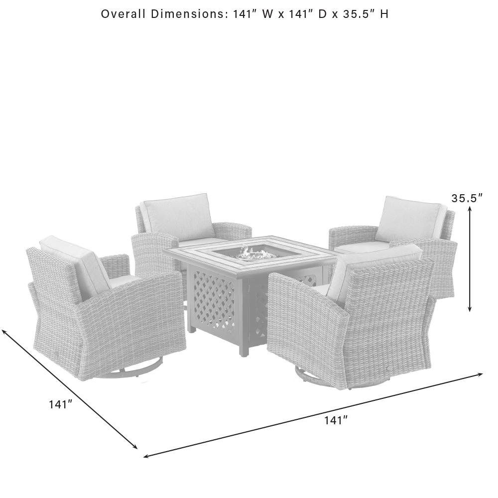Bradenton 5Pc Swivel Rocker Conversation Set W/Fire Table - Gray. Picture 10