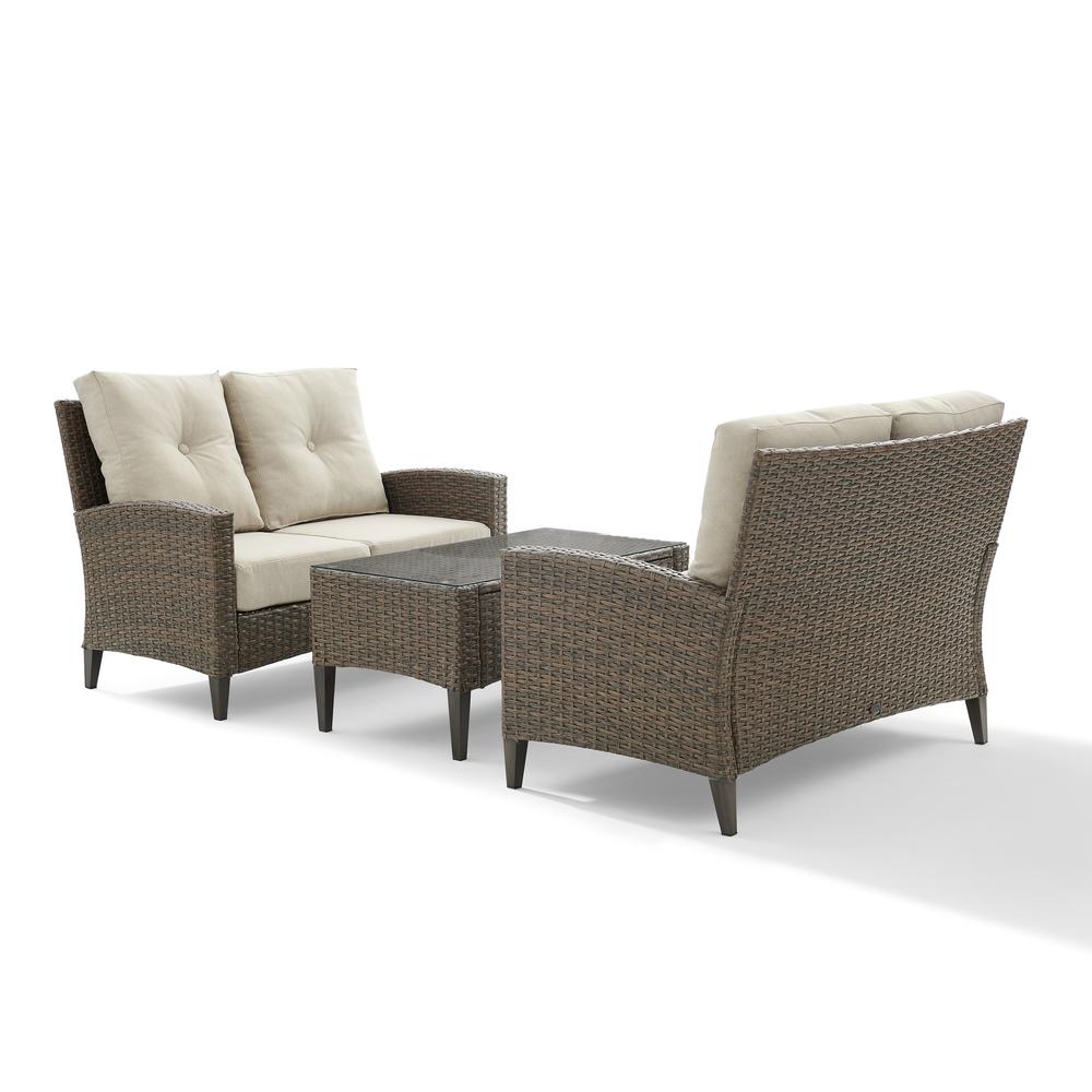 Rockport Outdoor Wicker 3Pc High Back Conversation Set Oatmeal/Light Brown - Coffee Table & 2 Loveseats. Picture 10