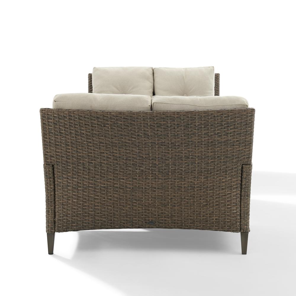 Rockport Outdoor Wicker 3Pc High Back Conversation Set Oatmeal/Light Brown - Coffee Table & 2 Loveseats. Picture 5