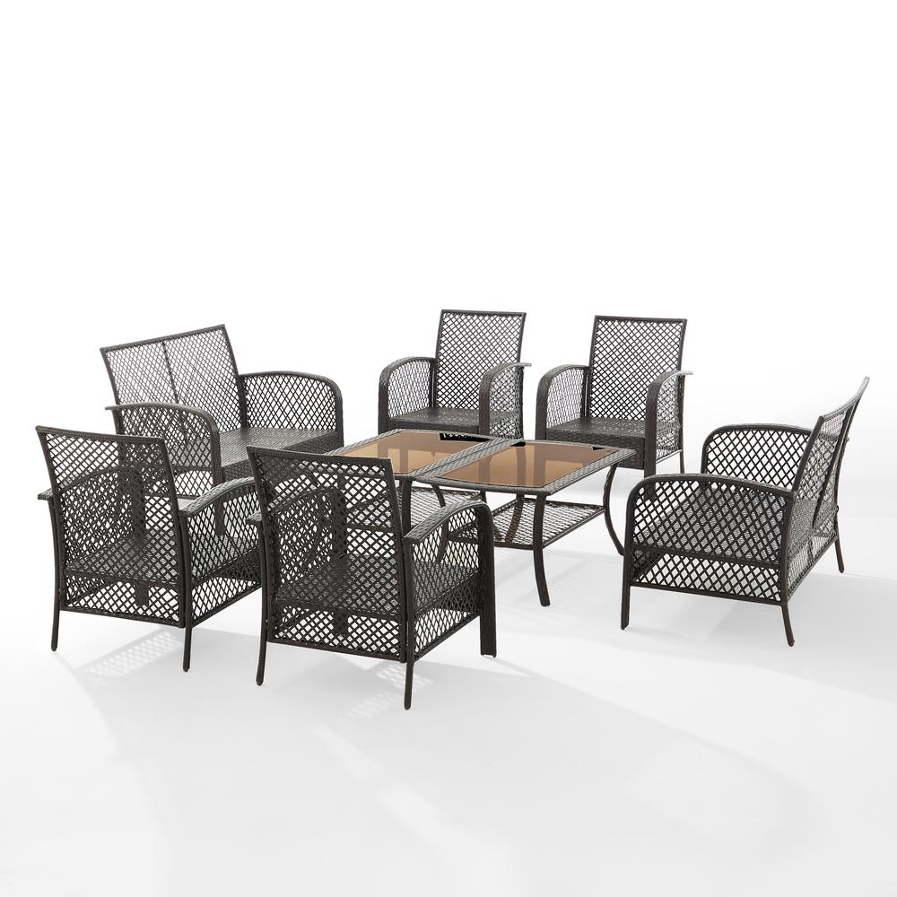 Tribeca 8Pc Outdoor Wicker Conversation Set Sand/Brown - 2 Loveseats, 4 Armchairs, & 2 Coffee Tables. Picture 8
