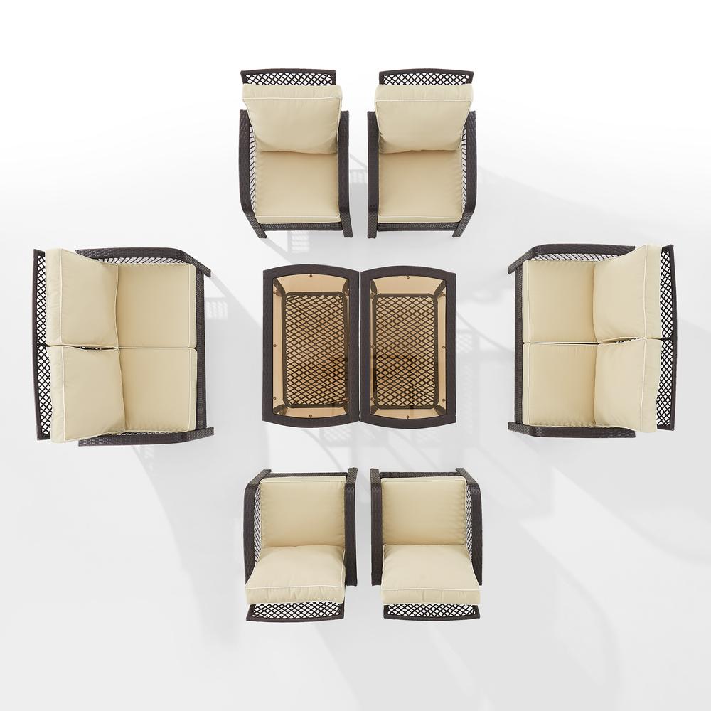 Tribeca 8Pc Outdoor Wicker Conversation Set Sand/Brown - 2 Loveseats, 4 Armchairs, & 2 Coffee Tables. Picture 10