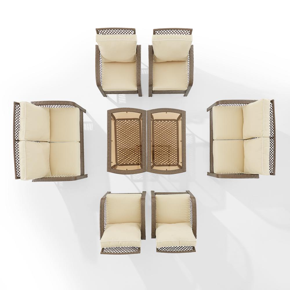 Tribeca 8Pc Outdoor Wicker Conversation Set Sand/Driftwood - 2 Loveseats, 4 Armchairs, & 2 Coffee Tables. Picture 10