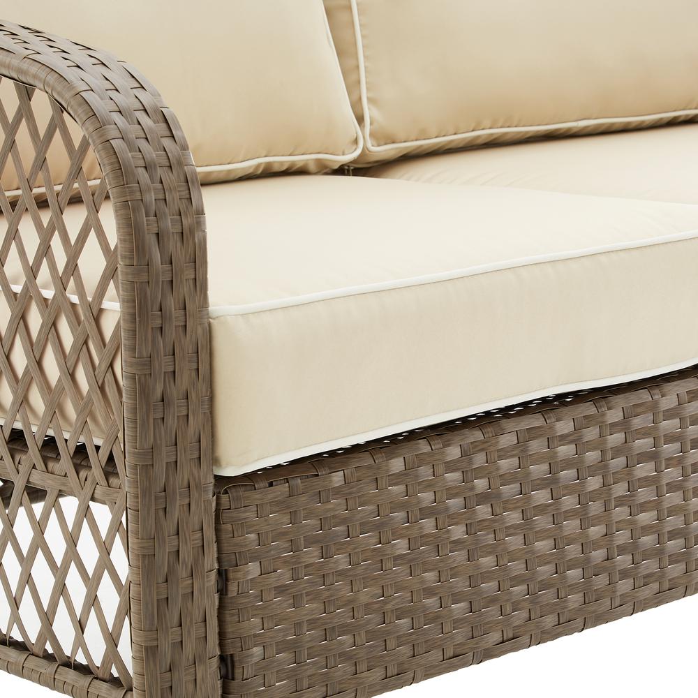 Tribeca 8Pc Outdoor Wicker Conversation Set Sand/Driftwood - 2 Loveseats, 4 Armchairs, & 2 Coffee Tables. Picture 15