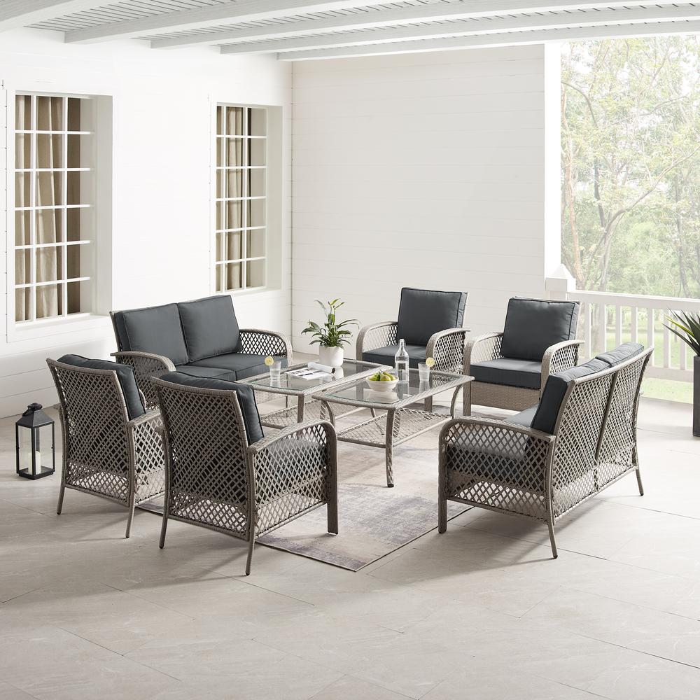 Tribeca 8Pc Outdoor Wicker Conversation Set Charcoal/Gray - 2 Loveseats, 4 Armchairs, & 2 Coffee Tables. The main picture.