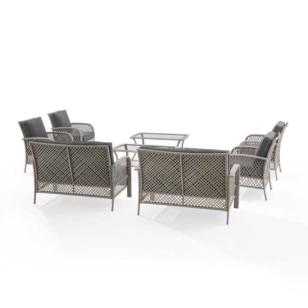 Tribeca 8Pc Outdoor Wicker Conversation Set Charcoal/Gray - 2 Loveseats, 4 Armchairs, & 2 Coffee Tables. Picture 9