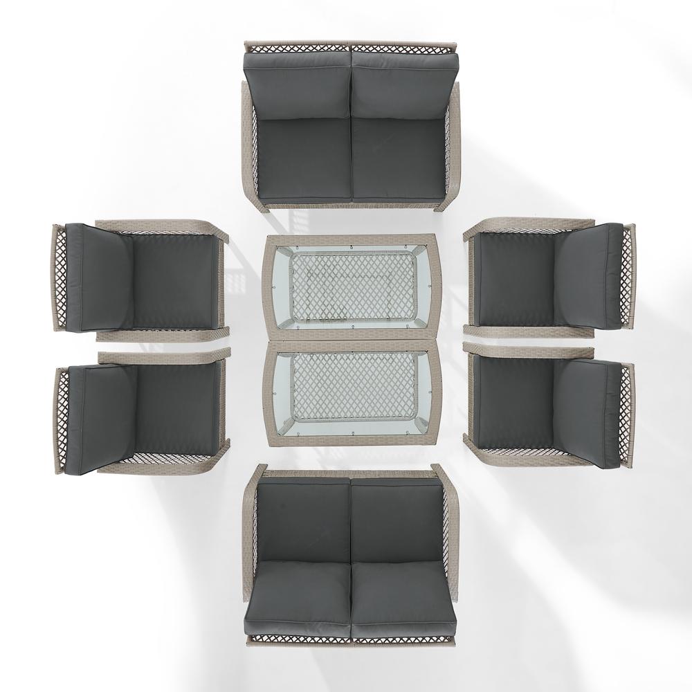 Tribeca 8Pc Outdoor Wicker Conversation Set Charcoal/Gray - 2 Loveseats, 4 Armchairs, & 2 Coffee Tables. Picture 10