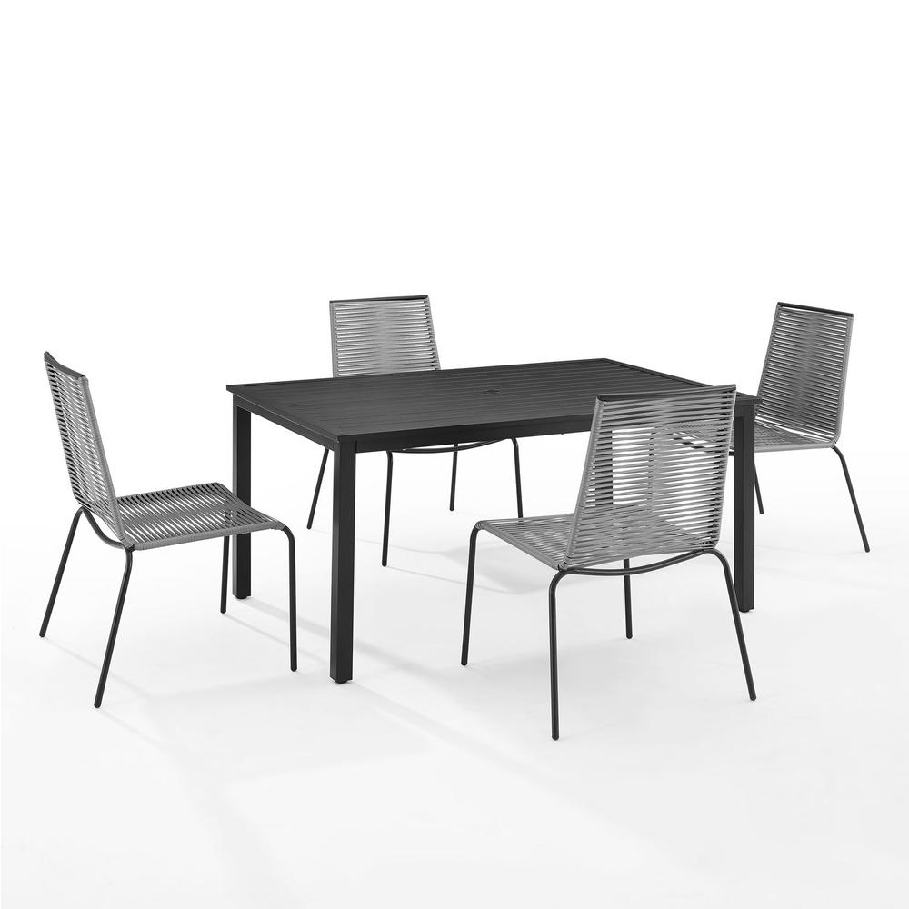 Fenton 5Pc Outdoor Wicker/ Metal Dining Set Gray/Matte Black - Table & 4 Chairs. Picture 2