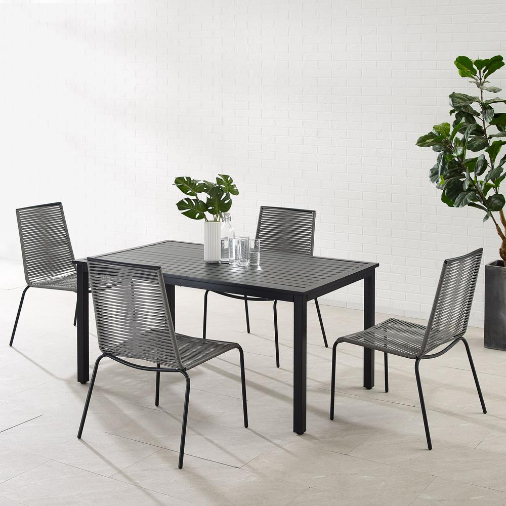 Fenton 5Pc Outdoor Wicker/ Metal Dining Set Gray/Matte Black - Table & 4 Chairs. Picture 6