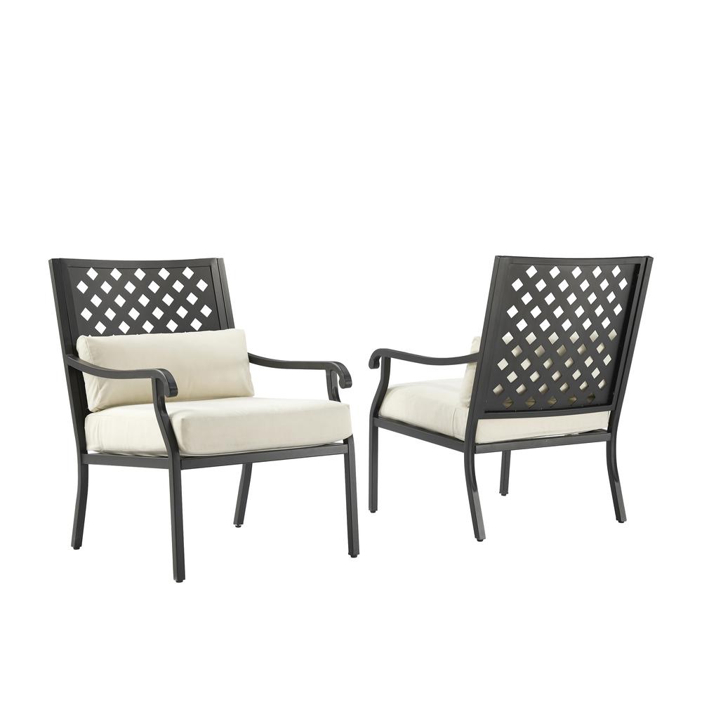 Alistair 4Pc Outdoor Metal Conversation Set Creme/Matte Black - Loveseat, Coffee Table, & 2 Armchairs. Picture 8
