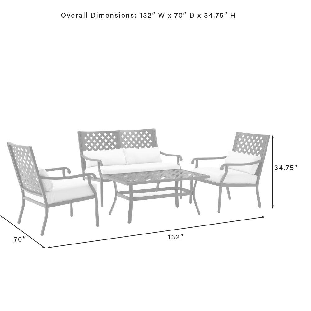 Alistair 4Pc Outdoor Metal Conversation Set Creme/Matte Black - Loveseat, Coffee Table, & 2 Armchairs. Picture 15