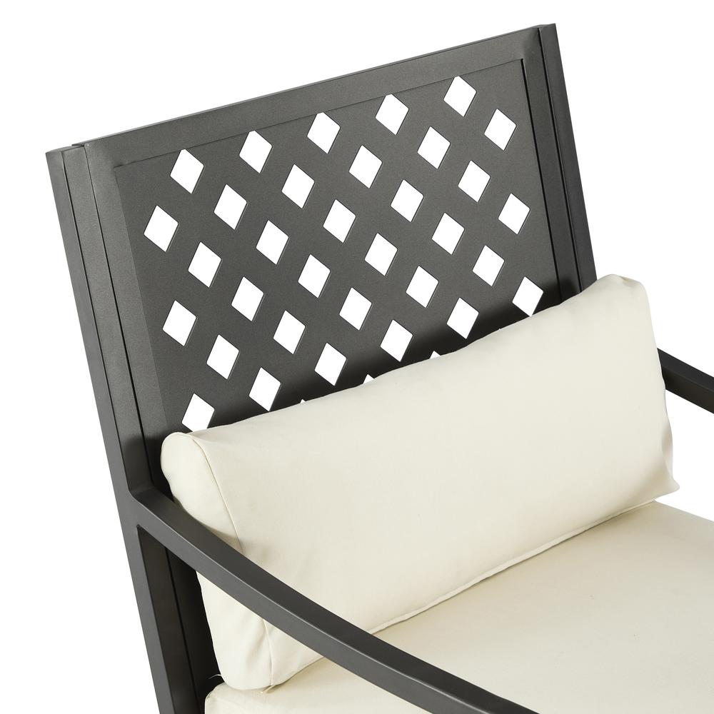 Alistair 4Pc Outdoor Metal Conversation Set Creme/Matte Black - Loveseat, Coffee Table, & 2 Armchairs. Picture 21