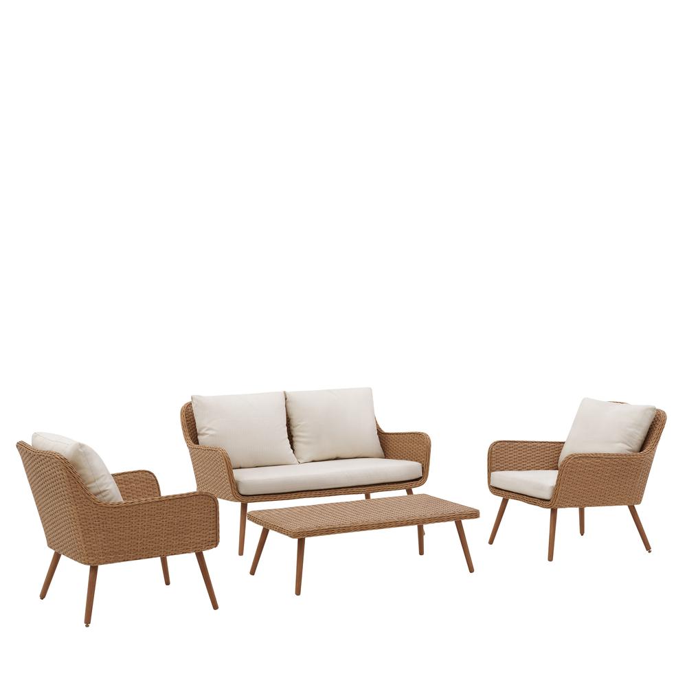 Landon 4Pc Outdoor Conversation Set Light Brown - Loveseat, 2 Chairs, Coffee Table. The main picture.