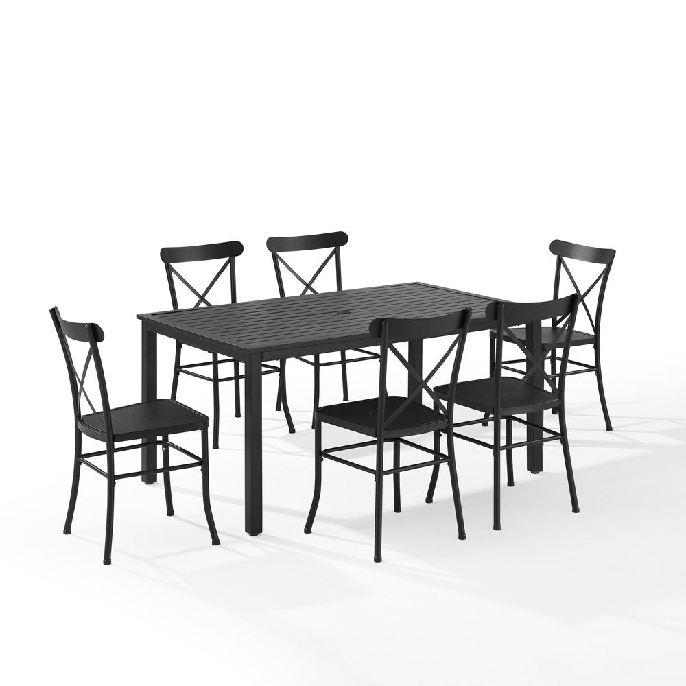 Astrid 7Pc Outdoor Metal Dining Set Matte Black - Dining Table & 6 Chairs. Picture 2