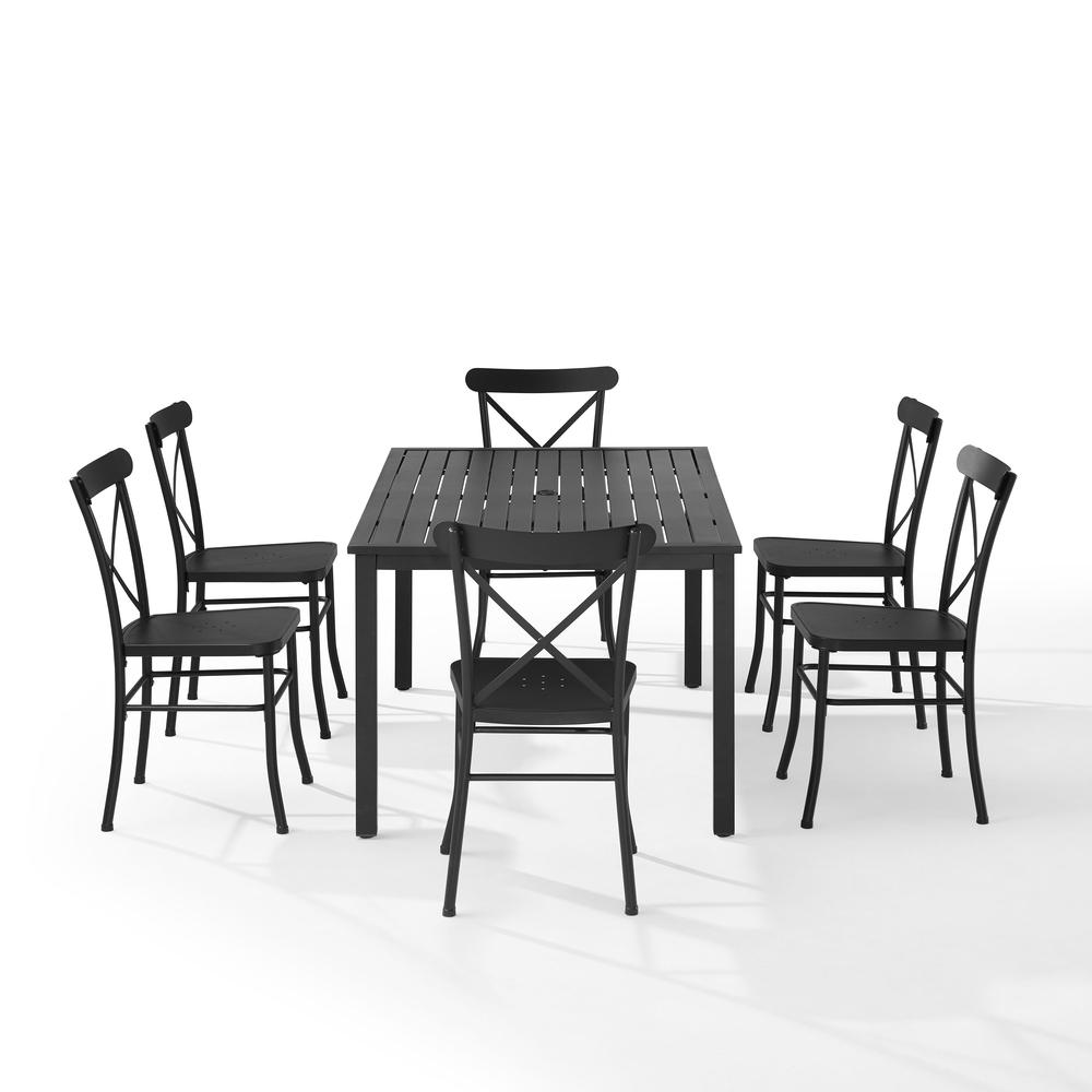 Astrid 7Pc Outdoor Metal Dining Set Matte Black - Dining Table & 6 Chairs. Picture 3