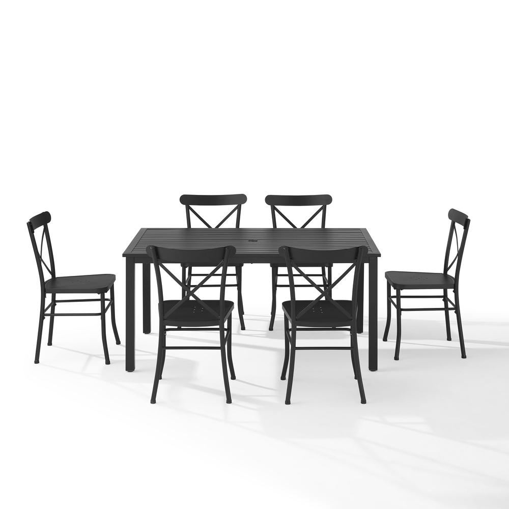 Astrid 7Pc Outdoor Metal Dining Set Matte Black - Dining Table & 6 Chairs. Picture 4