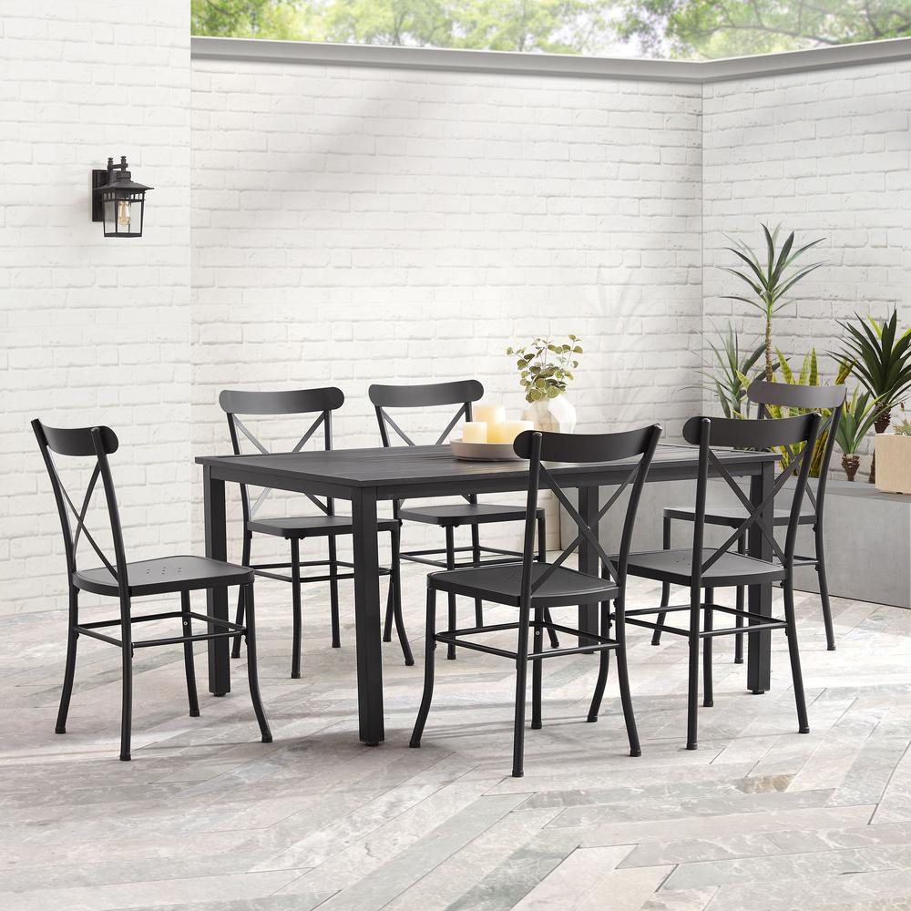 Astrid 7Pc Outdoor Metal Dining Set Matte Black - Dining Table & 6 Chairs. Picture 7