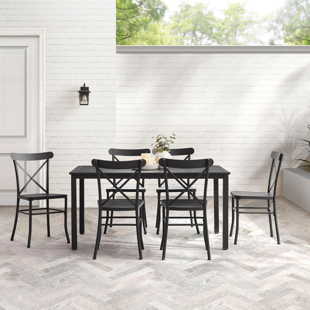Astrid 7Pc Outdoor Metal Dining Set Matte Black - Dining Table & 6 Chairs. Picture 8