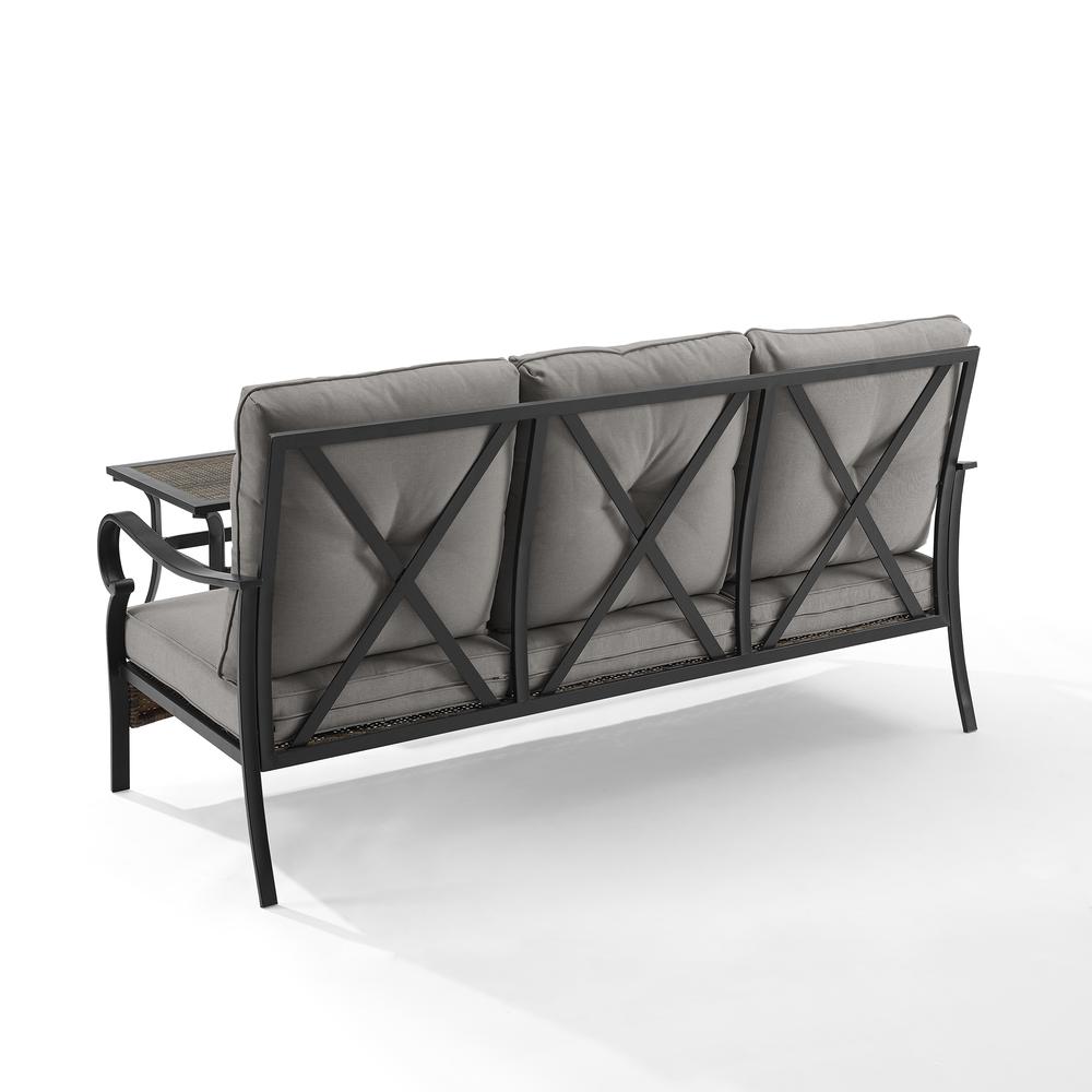 Dahlia 2Pc Outdoor Metal And Wicker Sofa Set Taupe/Matte Black - Sofa & Coffee Table. Picture 11