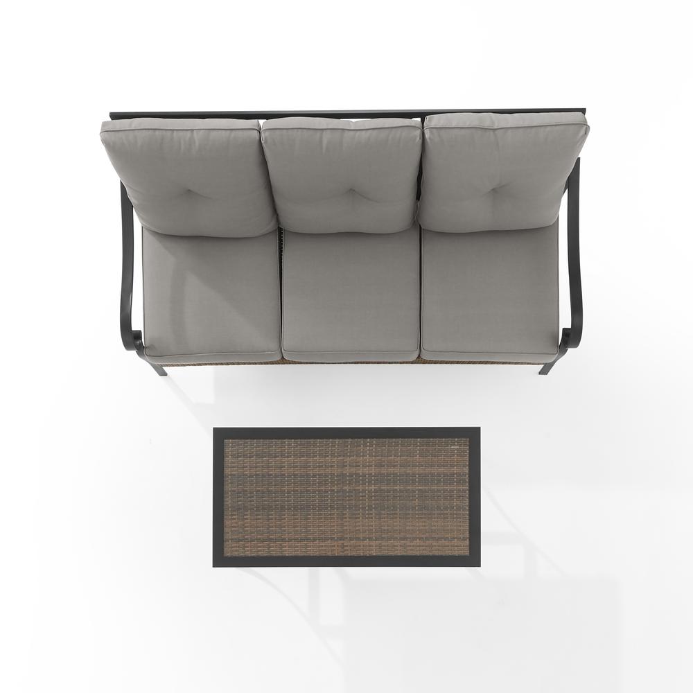 Dahlia 2Pc Outdoor Metal And Wicker Sofa Set Taupe/Matte Black - Sofa & Coffee Table. Picture 12