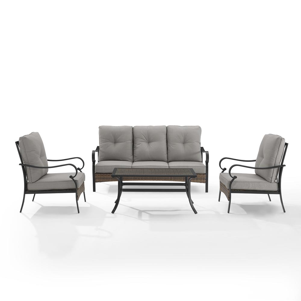 Dahlia 4Pc Outdoor Metal And Wicker Sofa Set Taupe/Matte Black - Sofa, Coffee Table & 2 Armchairs. Picture 9