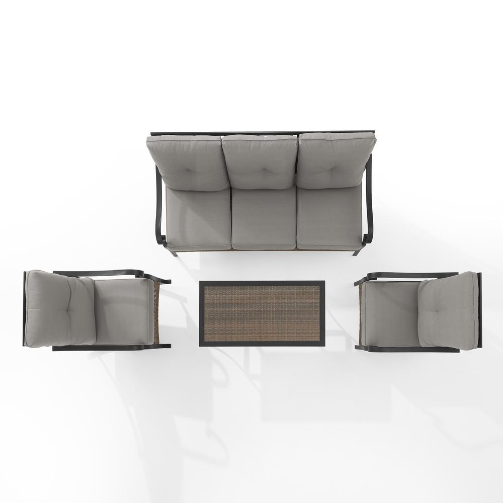 Dahlia 4Pc Outdoor Metal And Wicker Sofa Set Taupe/Matte Black - Sofa, Coffee Table & 2 Armchairs. Picture 12