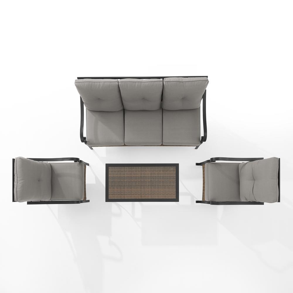 Dahlia 4Pc Outdoor Metal And Wicker Sofa Set Taupe/Matte Black - Sofa, Coffee Table & 2 Rocking Chairs. Picture 12