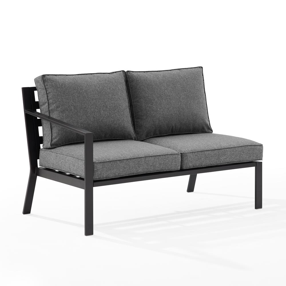 Clark Outdoor Metal Sectional Left Side Loveseat Charcoal/Matte Black. Picture 1