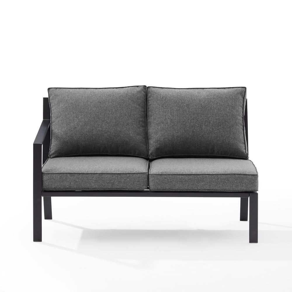 Clark Outdoor Metal Sectional Left Side Loveseat Charcoal/Matte Black. Picture 7