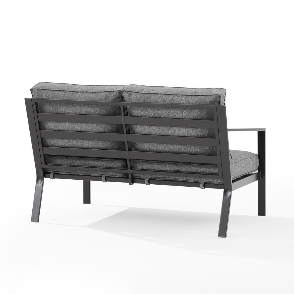 Clark Outdoor Metal Sectional Left Side Loveseat Charcoal/Matte Black. Picture 8