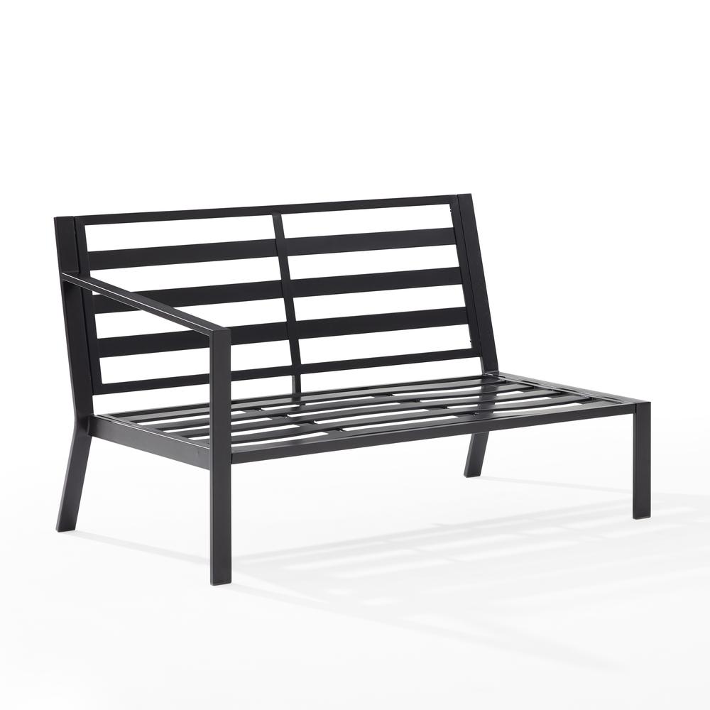 Clark Outdoor Metal Sectional Left Side Loveseat Charcoal/Matte Black. Picture 9