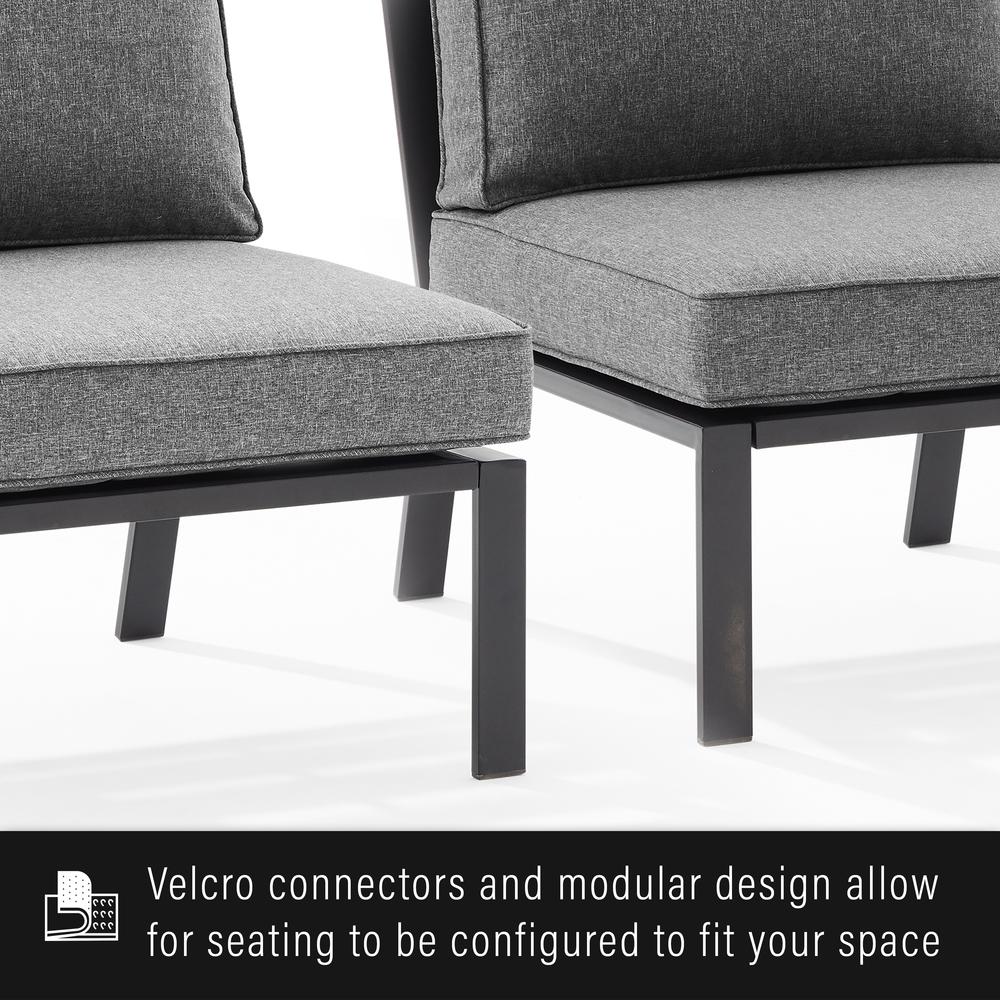 Clark Outdoor Metal Sectional Corner Chair Charcoal/Matte Black. Picture 4