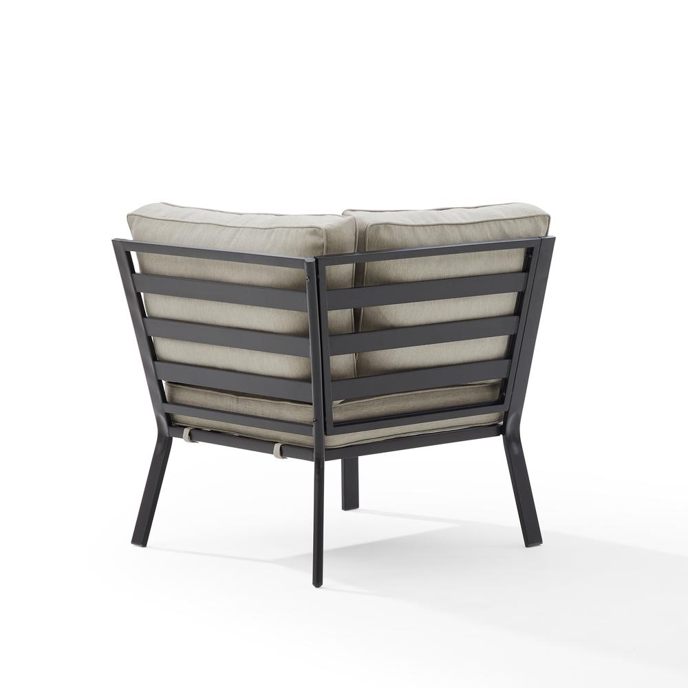 Clark Outdoor Metal Sectional Corner Chair Taupe/Matte Black. Picture 8