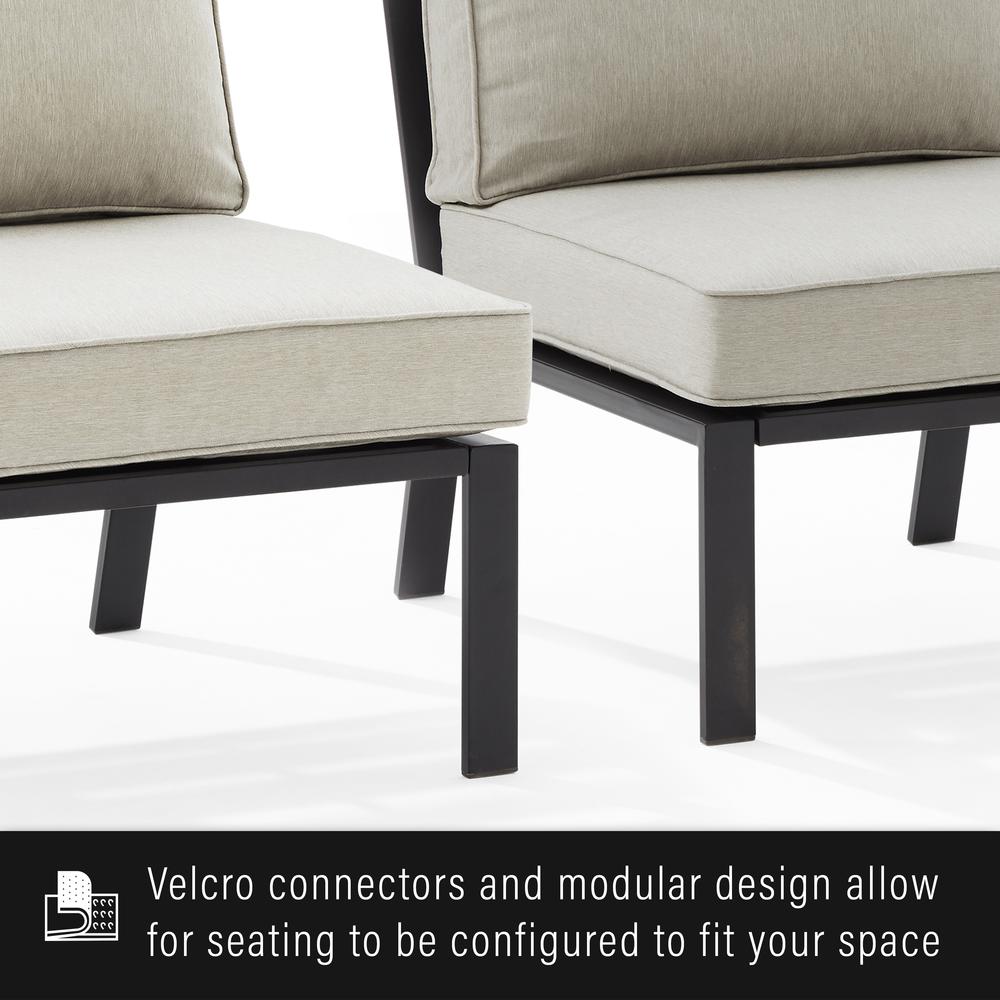 Clark 5Pc Outdoor Metal Sectional Set Taupe/Matte Black - Left Loveseat, Right Loveseat, Corner Chair, Center Chair & Coffee Table. Picture 4
