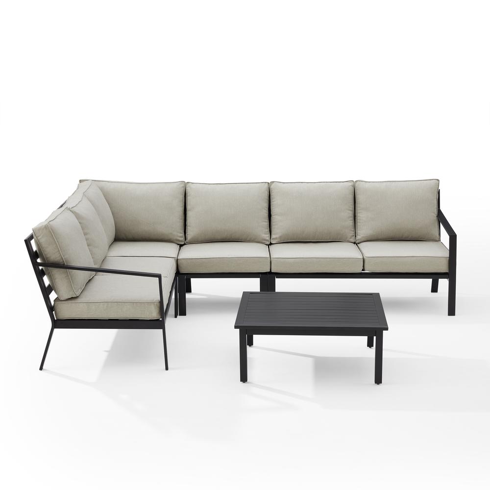 Clark 5Pc Outdoor Metal Sectional Set Taupe/Matte Black - Left Loveseat, Right Loveseat, Corner Chair, Center Chair & Coffee Table. Picture 7