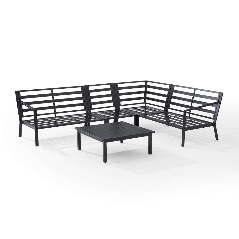 Clark 5Pc Outdoor Metal Sectional Set Taupe/Matte Black - Left Loveseat, Right Loveseat, Corner Chair, Center Chair & Coffee Table. Picture 9