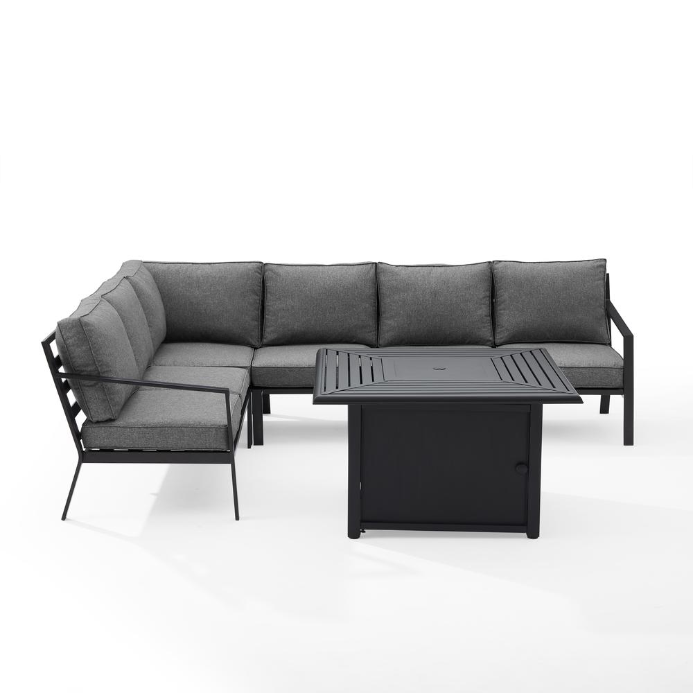 Clark 5Pc Outdoor Metal Sectional Set, Fire Table Charcoal,Matte Black. Picture 7