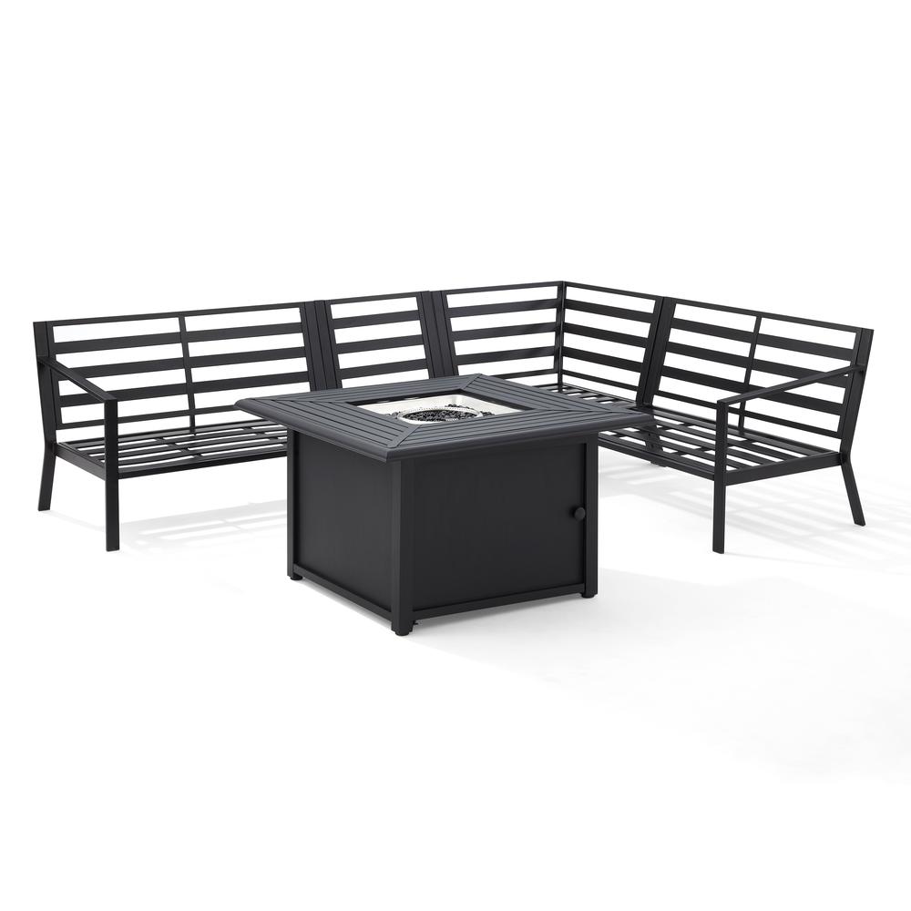 Clark 5Pc Outdoor Metal Sectional Set, Fire Table Charcoal,Matte Black. Picture 8