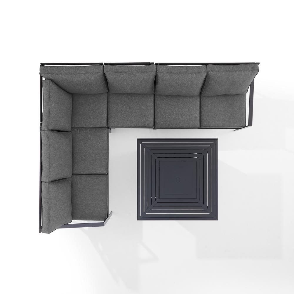 Clark 5Pc Outdoor Metal Sectional Set, Fire Table Charcoal,Matte Black. Picture 9