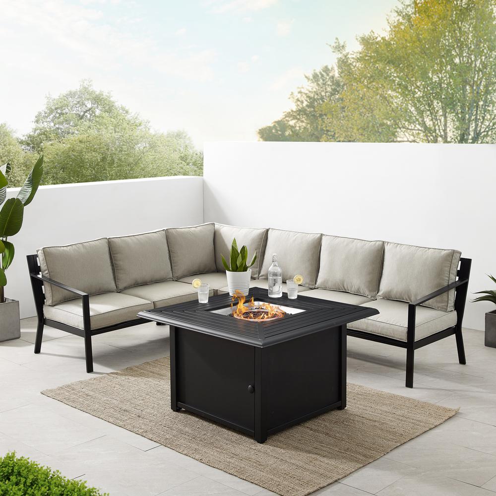 Clark 5Pc Outdoor Metal Sectional Set Taupe/Matte Black. Picture 2