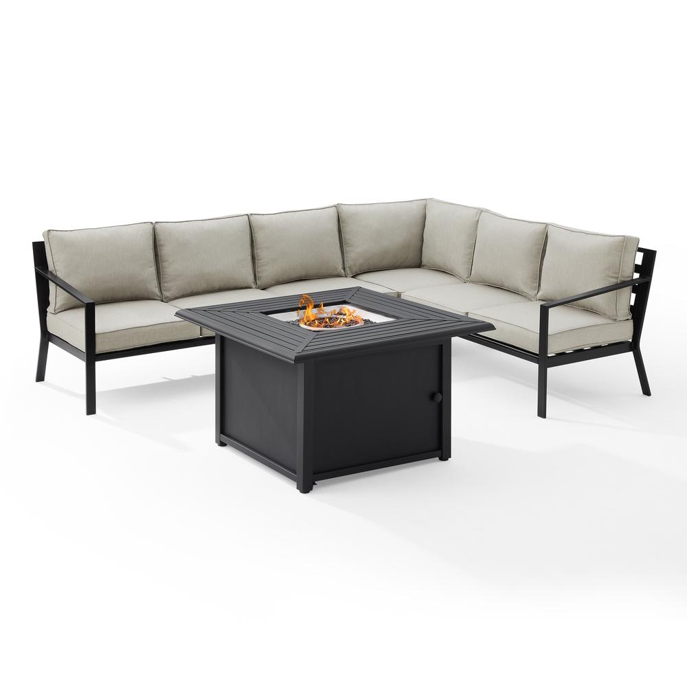 Clark 5Pc Outdoor Metal Sectional Set Taupe/Matte Black. Picture 1