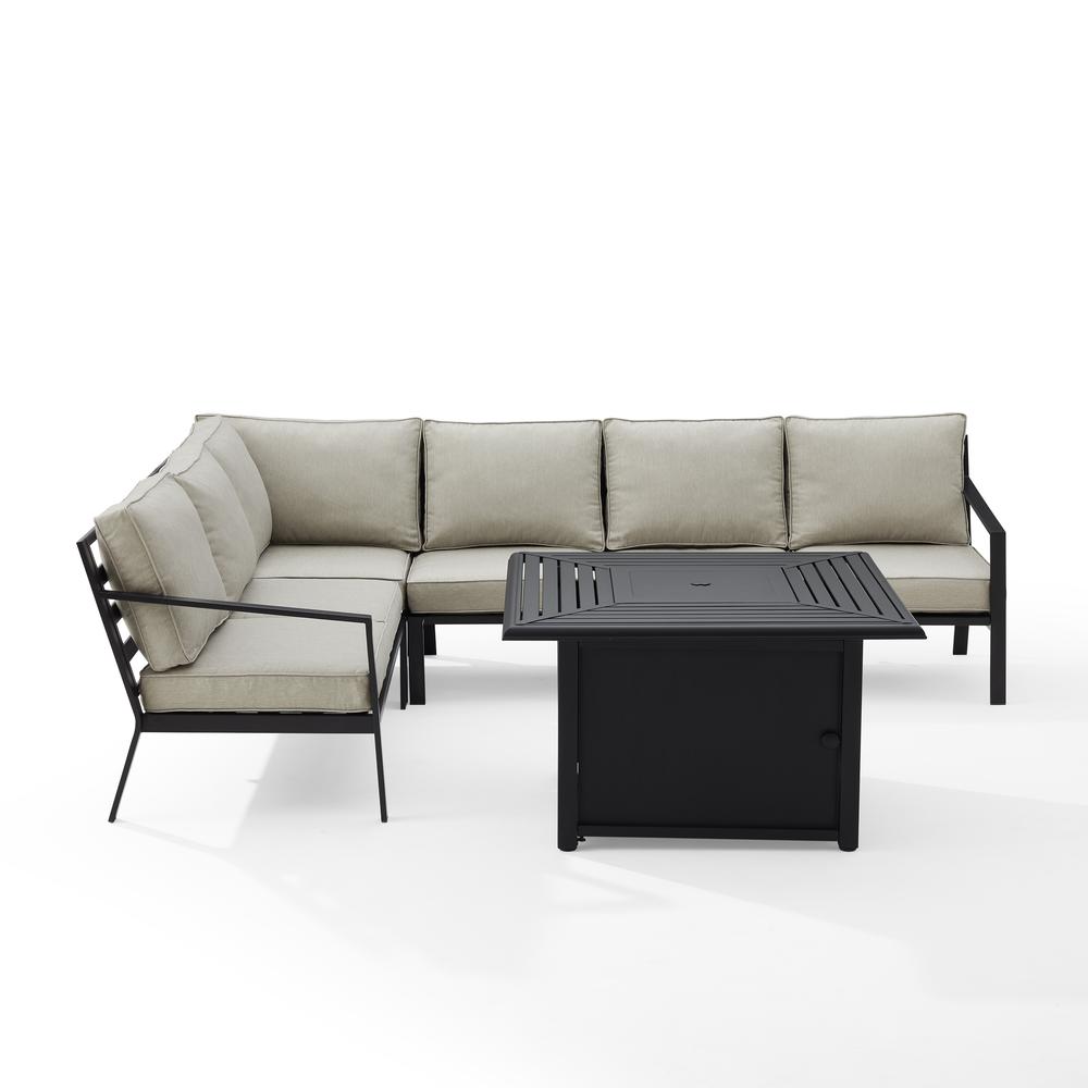 Clark 5Pc Outdoor Metal Sectional Set Taupe/Matte Black. Picture 7