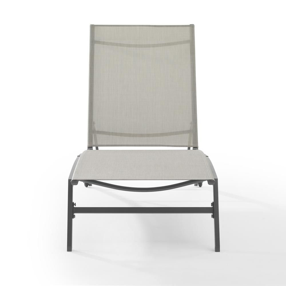 Weaver 2Pc Outdoor Sling Chaise Lounge Set Light Gray/Matte Black - 2 Lounge Chairs. Picture 7