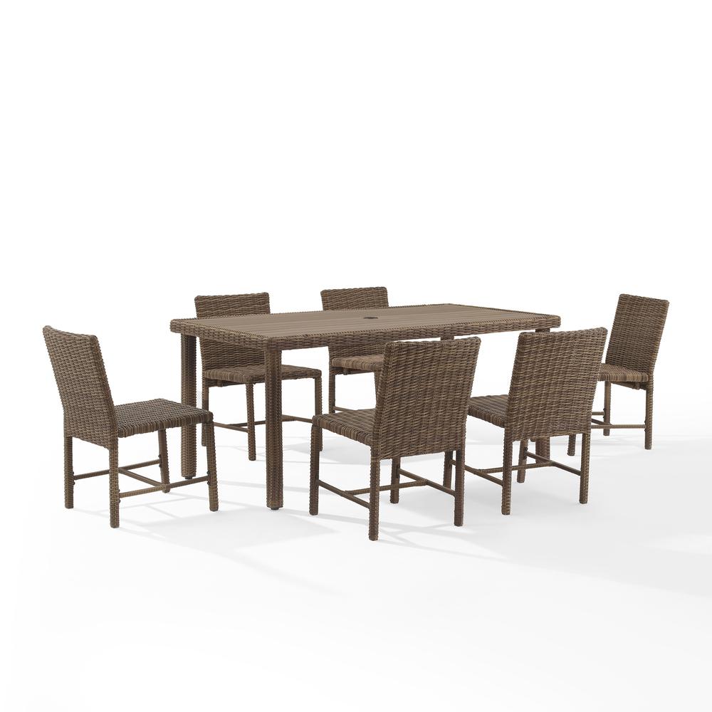 Bradenton 7Pc Outdoor Wicker Dining Set Navy/Weathered Brown - Dining Table & 6 Dining Chairs. Picture 8