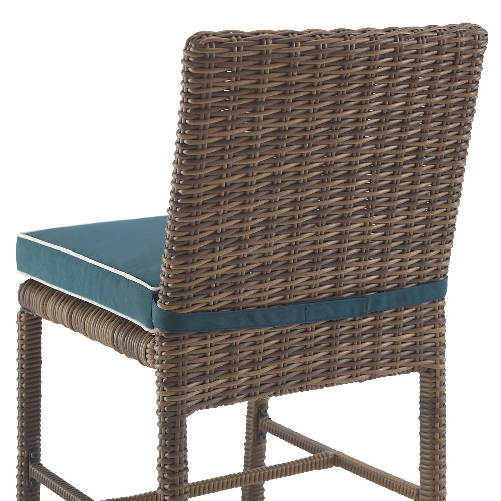 Bradenton 7Pc Outdoor Wicker Dining Set Navy/Weathered Brown - Dining Table & 6 Dining Chairs. Picture 1