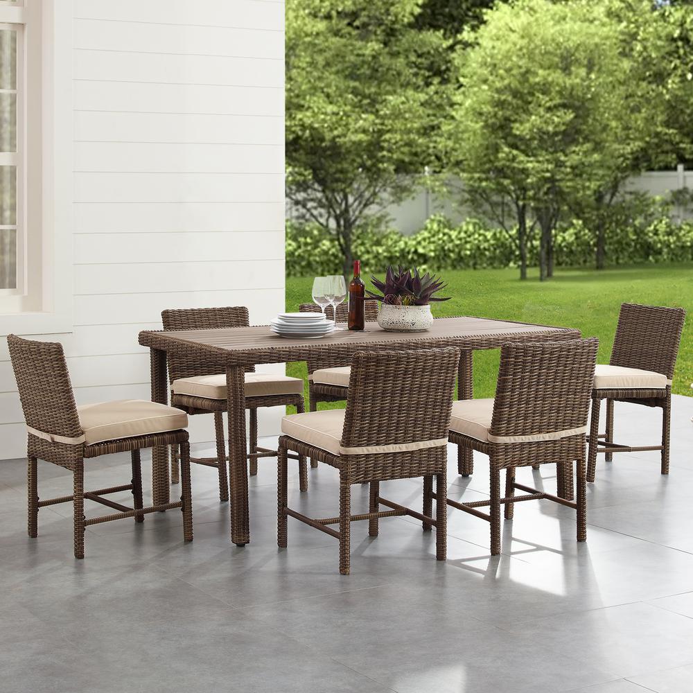 Bradenton 7Pc Outdoor Wicker Dining Set Sand/Weathered Brown - Dining Table & 6 Dining Chairs. Picture 2