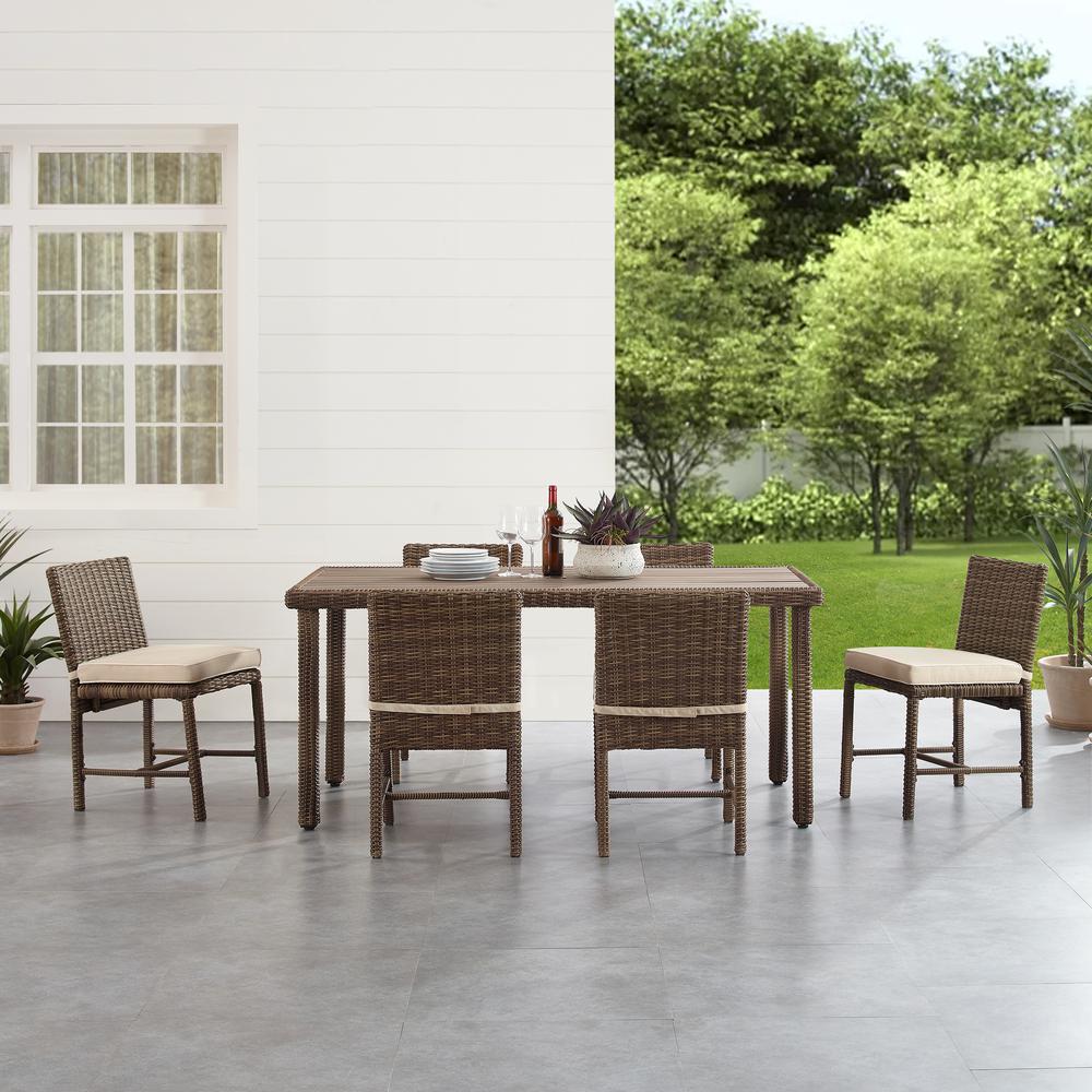 Bradenton 7Pc Outdoor Wicker Dining Set Sand/Weathered Brown - Dining Table & 6 Dining Chairs. Picture 3
