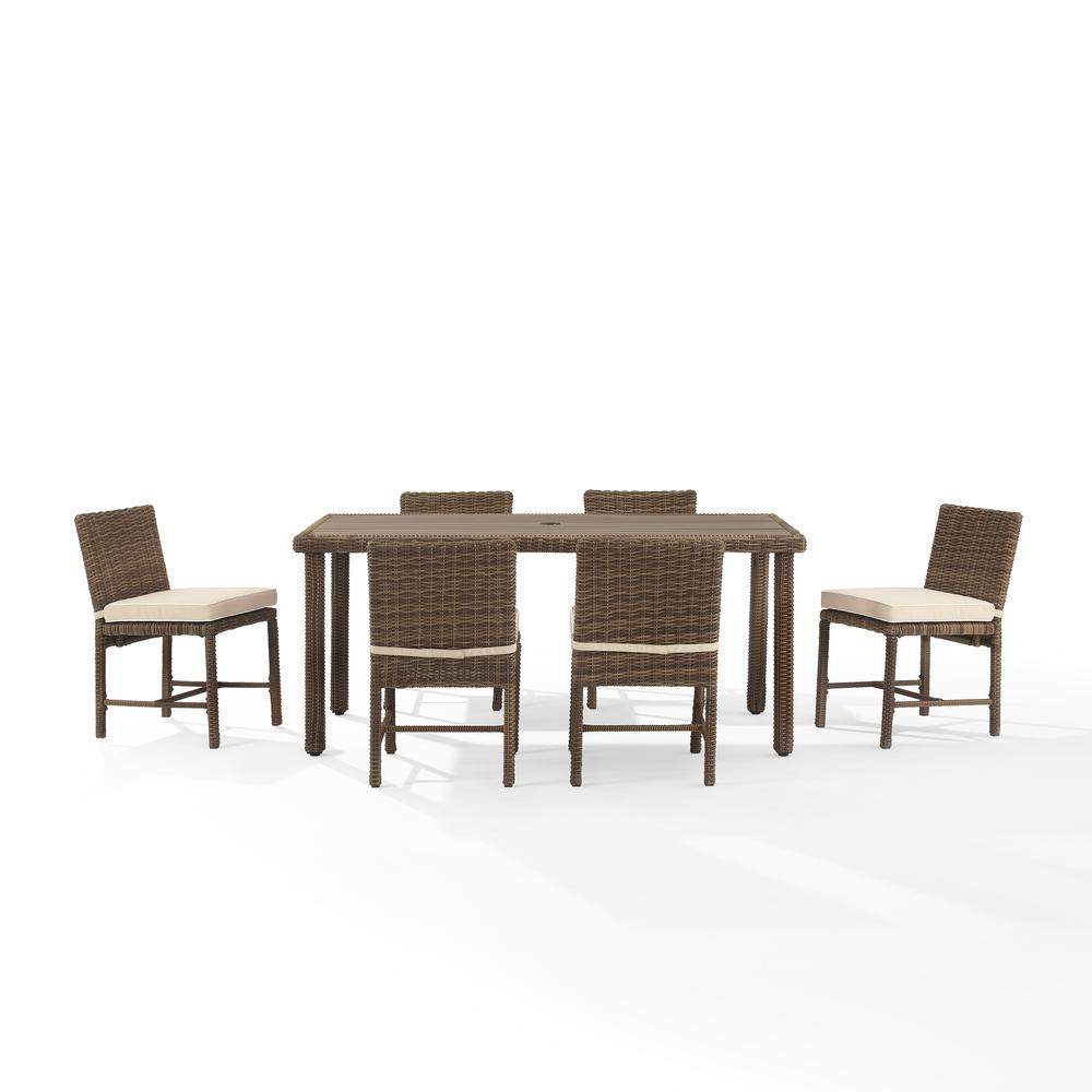 Bradenton 7Pc Outdoor Wicker Dining Set Sand/Weathered Brown - Dining Table & 6 Dining Chairs. Picture 8