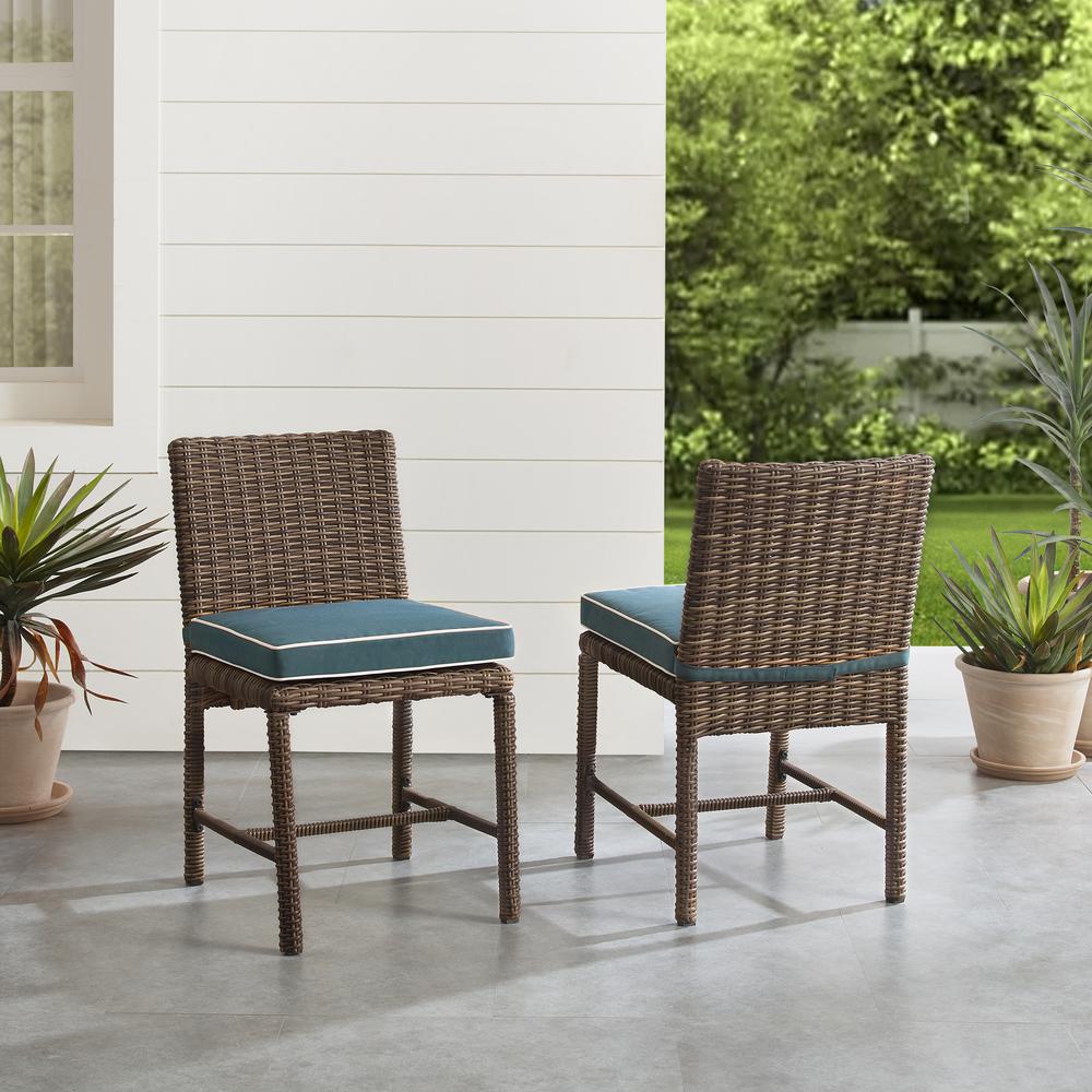 Bradenton 2Pc Outdoor Wicker Dining Chair Set Navy/Weathered Brown - 2 Dining Chairs. Picture 2